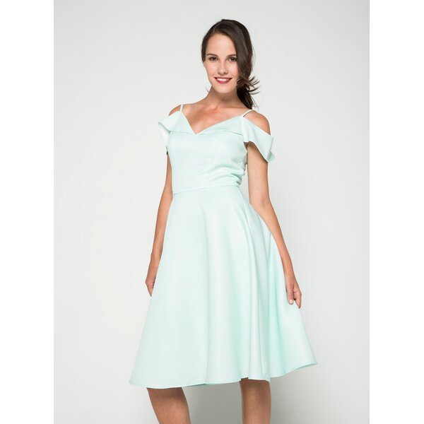 Rochie verde mentă cu bretele subțiri și mâneci căzute Chi Chi London Saydie