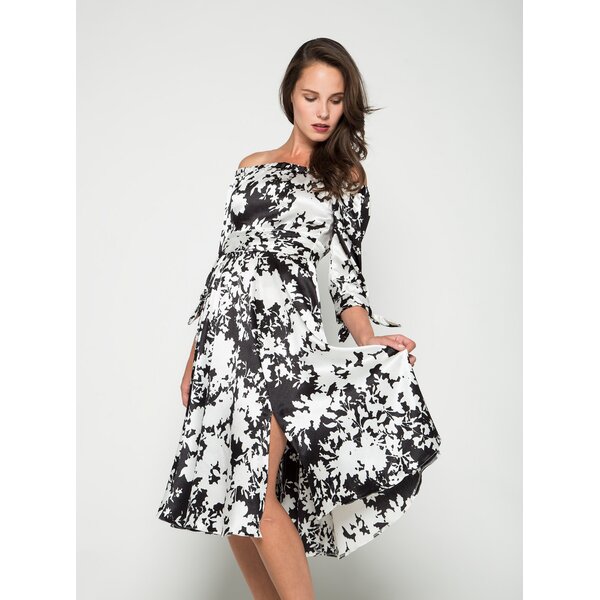 Rochie alb&crem Closet cu imprimeu