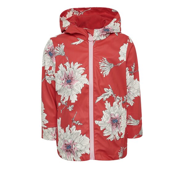 Jachetă roșie impermeabilă cu print floral pentru fete Tom Joule