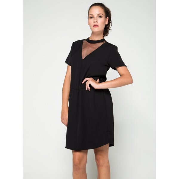 Rochie neagră VILA Meller cu inserție semitransparentă