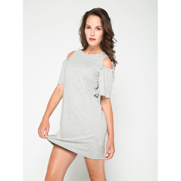 Rochie gri melanj VERO MODA Michel cu decupaj pe umeri