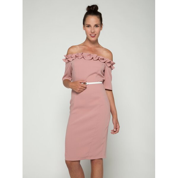 Rochie roz bodycon cu decolteu pe umeri Paper Dolls