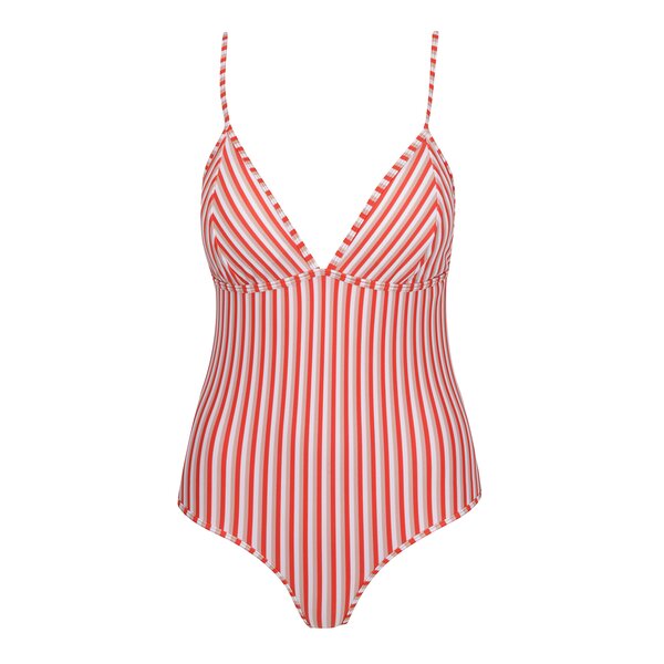 Costum de baie întreg crem&roșu cu dungi Y.A.S Cayenne