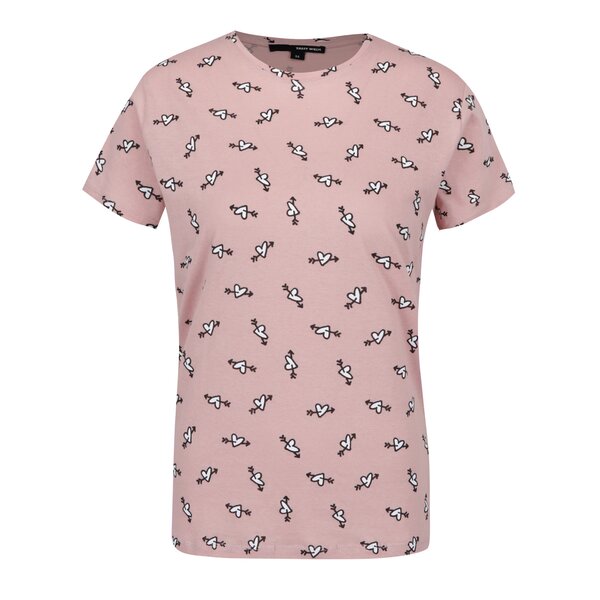 Tricou roz cu print cu inimioare TALLY WEiJL