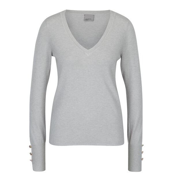 Pulover gri cu nasturi pe mâneci VERO MODA Happy
