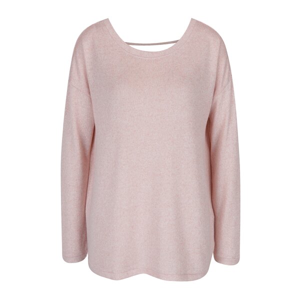 Pulover roz melanj cu decolteu la spate VERO MODA Sadie