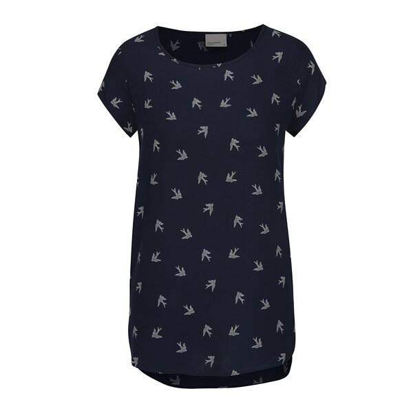 Tricou bleumarin cu print păsări VERO MODA Mixy
