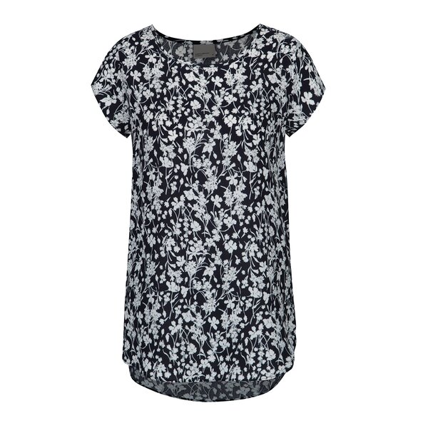 Tricou lejer bleumarin cu print floral VERO MODA Mixy