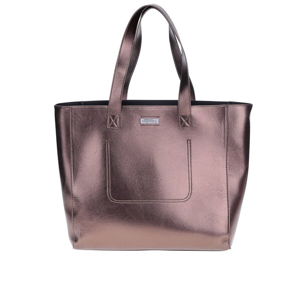 Geantă shopper bronz metalic aspect 2 în 1 - Superdry Elaina
