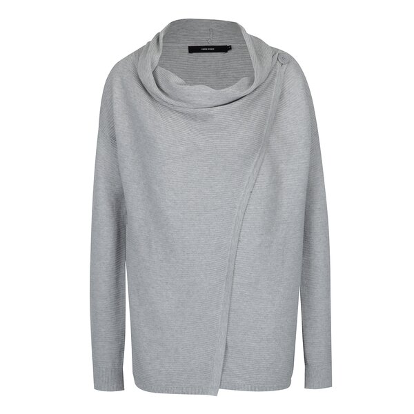 Cardigan gri cu croi suprapus și nasture VERO MODA Anna