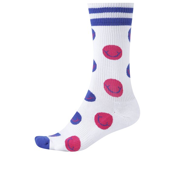 Șosete albe cu model în dungi pentru bărbați Happy Socks Athletic Smile