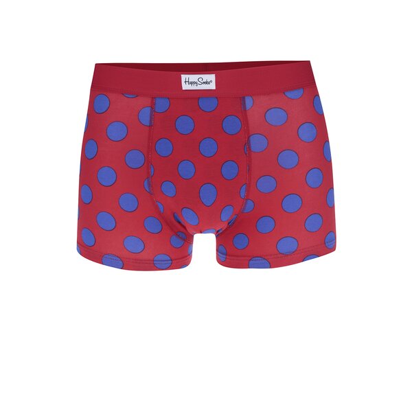 Boxeri roșii cu model cu buline albastre Happy Socks Big Dot