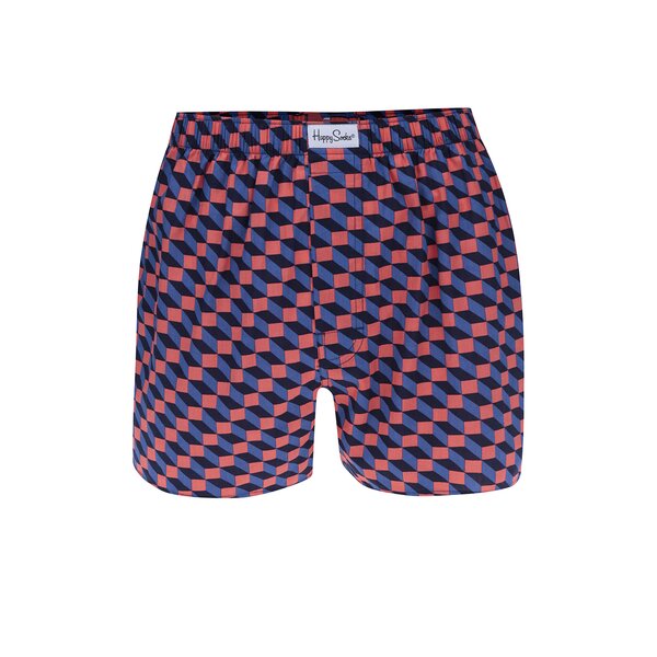 Boxeri roz&albastru cu model grafic Happy Socks Filled Optic