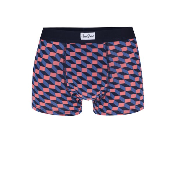 Boxeri albastru&roz cu model geometric Happy Socks Filled Optic