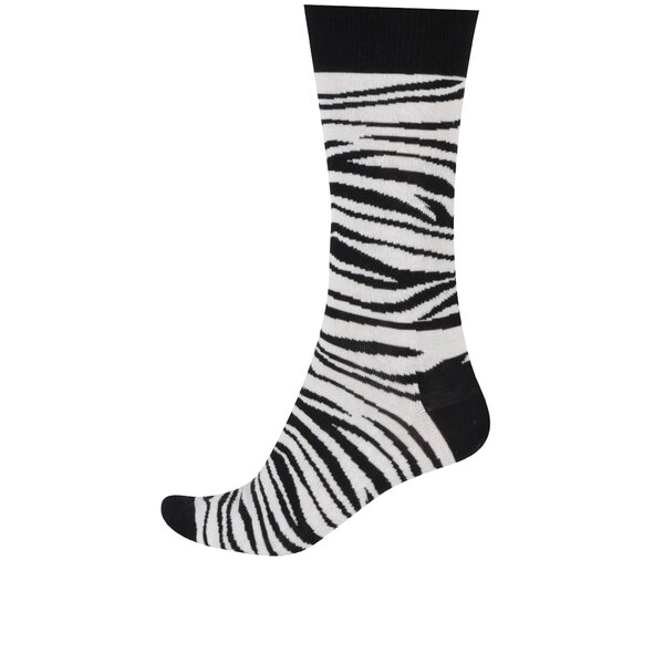 Șosete alb & negru zebra Happy Socks Zebra