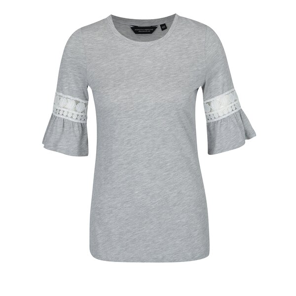 Tricou gri cu broderie Dorothy Perkins