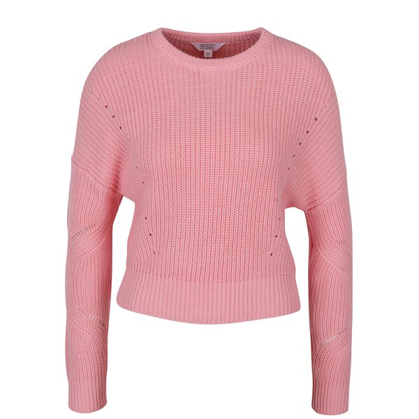 Pulover tricotat cu perforații roz - Miss Selfridge