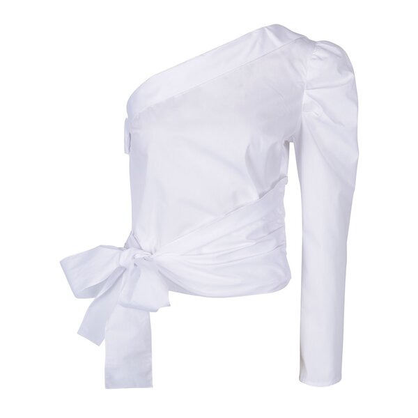 Bluză albă asimetrică cu fundă - Miss Selfridge