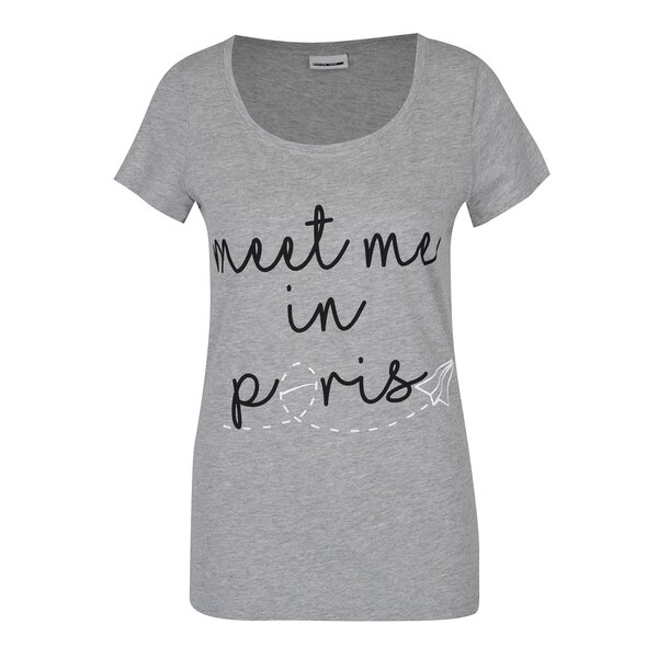 Tricou gri melanj cu print - Noisy May Axel