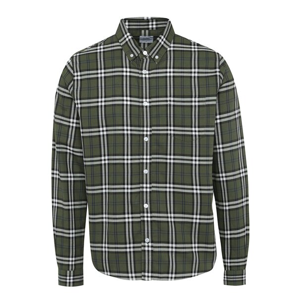 Cămașă verde închis cu carouri și mâneci lungi Burton Menswear London