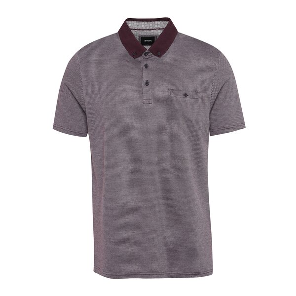 Tricou polo vișiniu&crem cu model discret Burton Menswear London