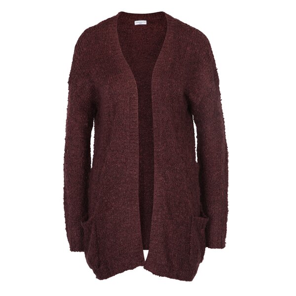 Cardigan lung vișiniu din material boucle Jacqueline de Yong Rio