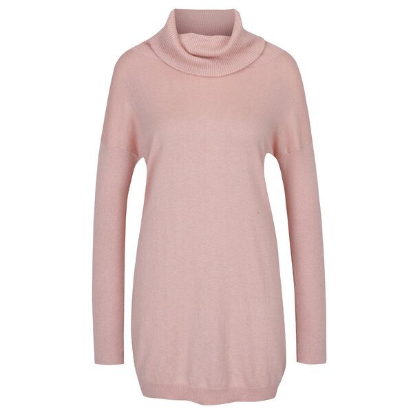 Rochie- pulover roz tricotata cu guler inalt Dorothy Perkins