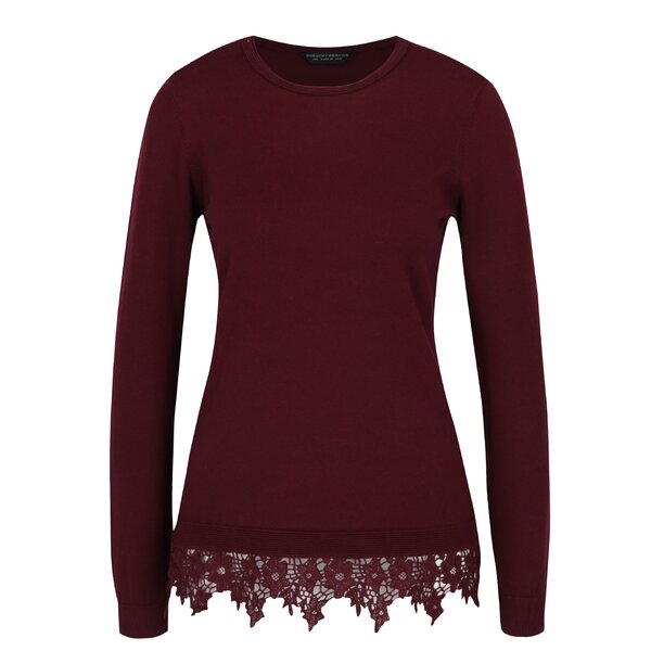 Pulover vișiniu din jerseu cu aplicație din macrame Dorothy Perkins