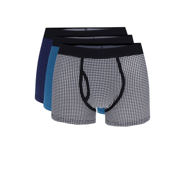 Set de 3 perechi de boxeri imprimeu picior de cocoș - Burton Menswear London