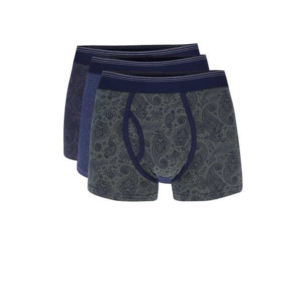 Set de 3 boxeri imprimeu paisley gri & albastru - Burton Menswear London