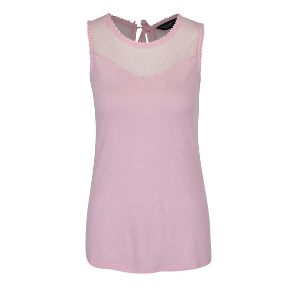 Top roz cu inserție din dantelă cu picouri Dorothy Perkins