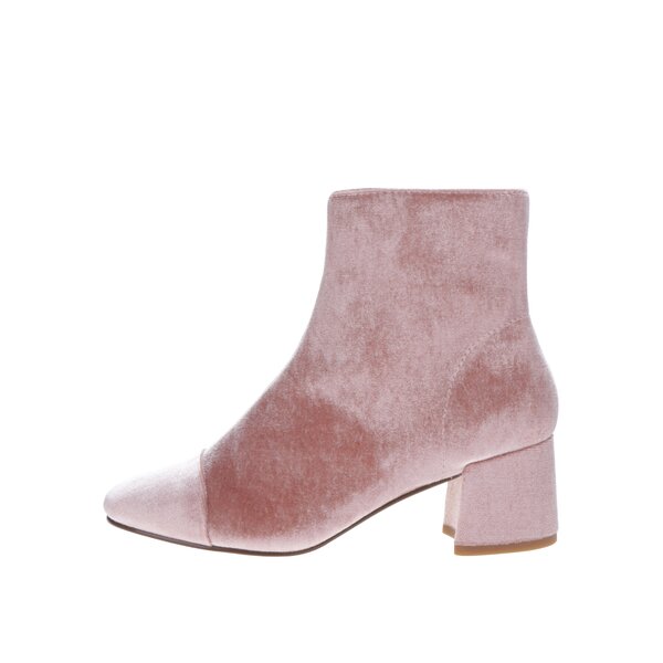 Botine din catifea roz pudrat - Miss Selfridge