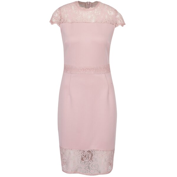 Rochie midi roz pal cu inserții din dantelă Dorothy Perkins