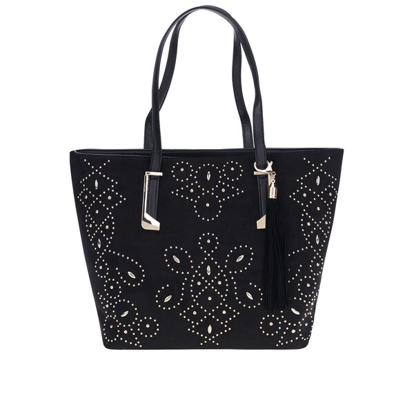 Geantă shopper neagră cu ținte decorative aurii - Miss Selfridge