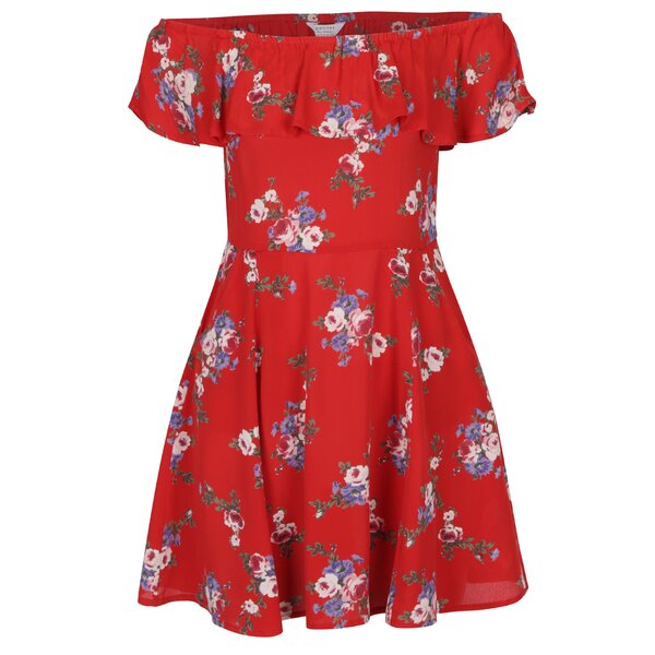 Rochie roșie cloș cu decolteu pe umeri - Miss Selfridge