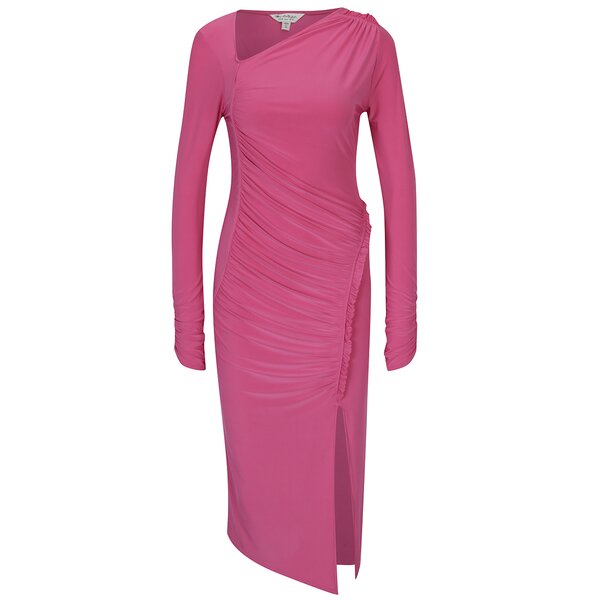 Rochie midi roz tubulară și asimetrică - Miss Selfridge
