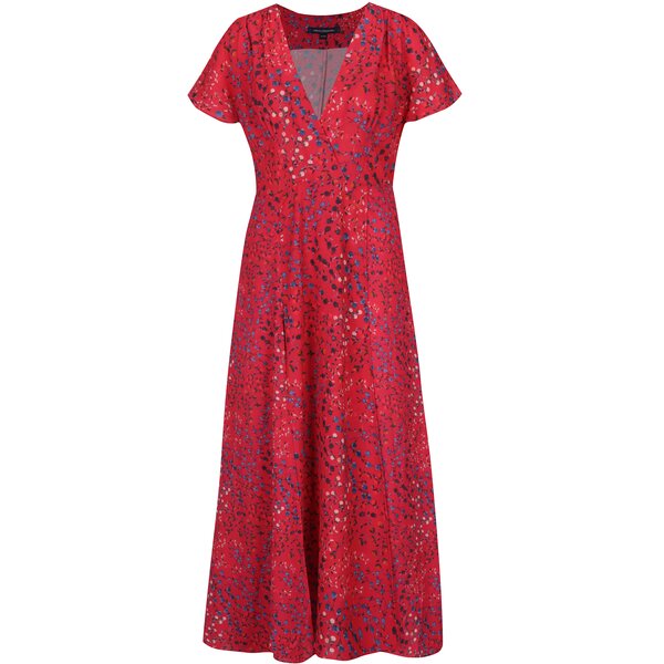 Rochie maxi roz inchis cu print floral - French Connection Frances