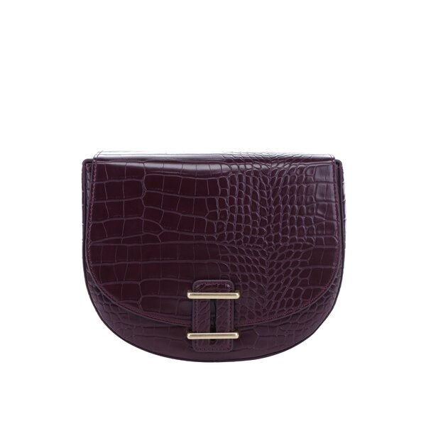 Geantă crossbody roșu bordo cu model reptilă French Connection Magda