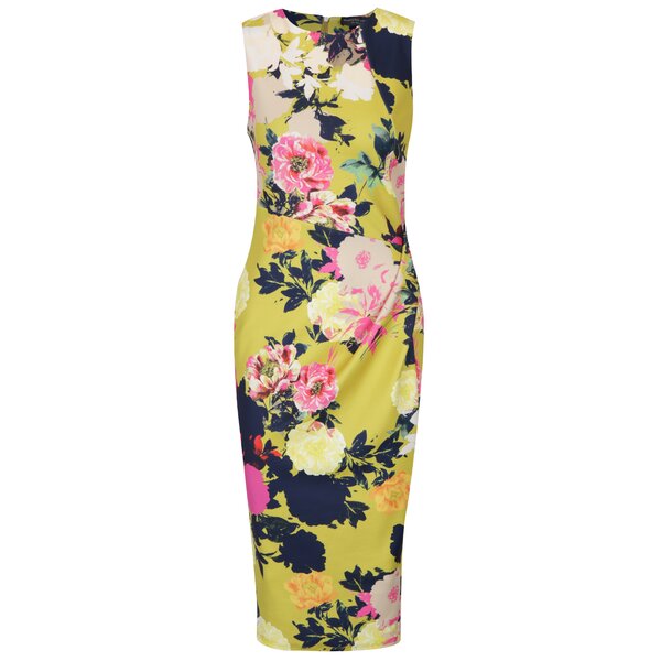 Rochie galbenă cu flori și model asimetric Dorothy Perkins Tall