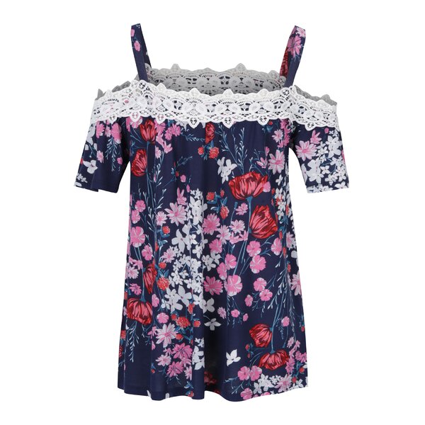 Bluză mov cu flori și decolteu pe umeri Dorothy Perkins