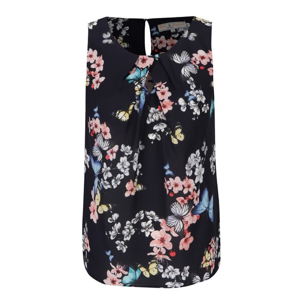 Top petrecut negru cu print floral Billie & Blossom Petite