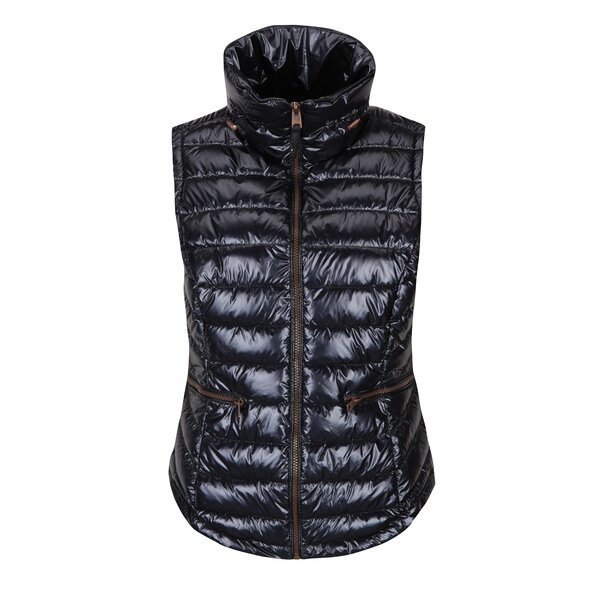 Vestă neagră matlasată cu aspect lucios pentru femei Garcia Jeans