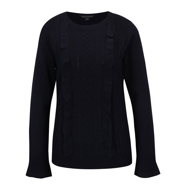 Pulover bleumarin cu volane mici Dorothy Perkins