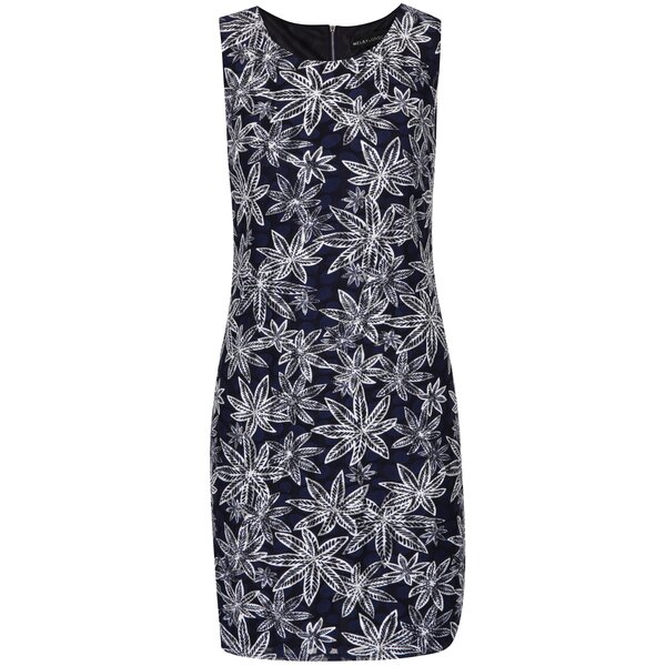 Rochie tubulară bleumarin cu imprimeu cu frunze - Mela London