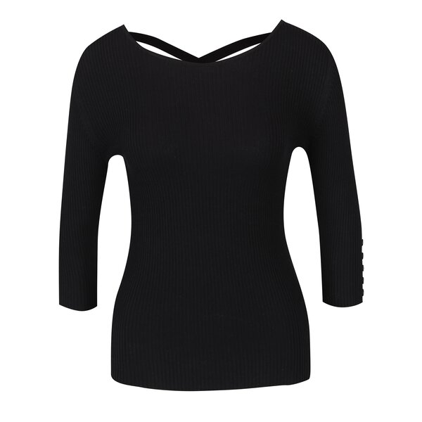 Pulover negru din jerseu cu mâneci 3/4 Haily´s Sharon