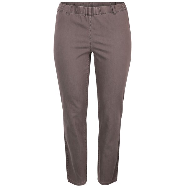 Jeggings maro din denim cu elastic în talie Ulla Popken