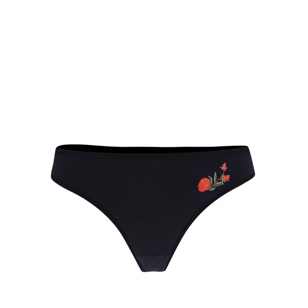 Chiloți tanga negri cu broderie -Pieces Kama