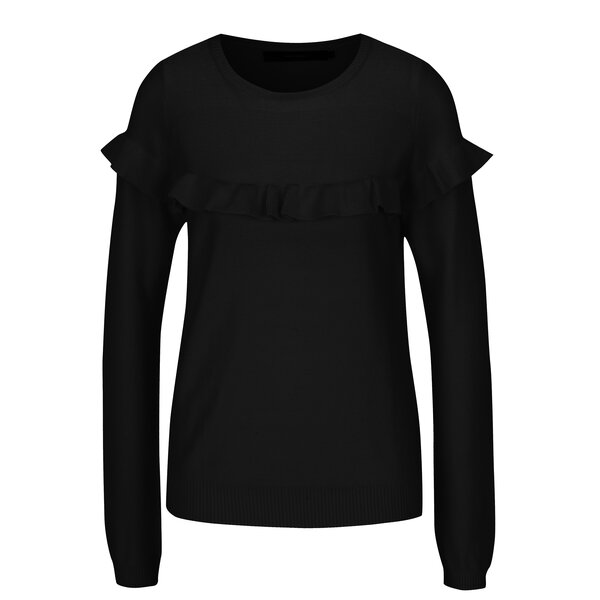 Pulover negru subțire cu volănaș VERO MODA Galtine