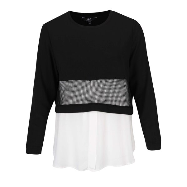 Bluză crem&negru cu aspect 2în1 - Ulla Popken