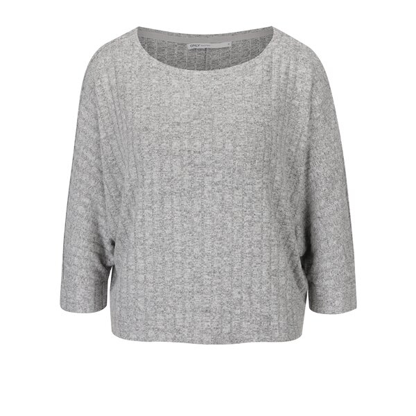 Pulover scurt gri melanj cu mâneci 3/4 - ONLY Ida